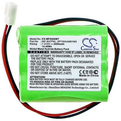 7.2V, 2000mAh, Ni-MH Battery fits Esp, Infinite Prime Control Panel, 14.4Wh