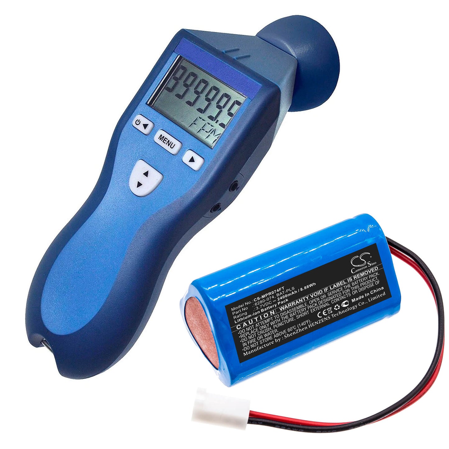 3.7V, 2400mAh, Li-ion Battery fits Monarch, Pocket Led Stroboscope, 8.88Wh