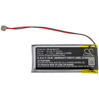 3.7V, 600mAh, Li-Polymer Battery fits Streamlight, Clipmate Usb, 2.22Wh