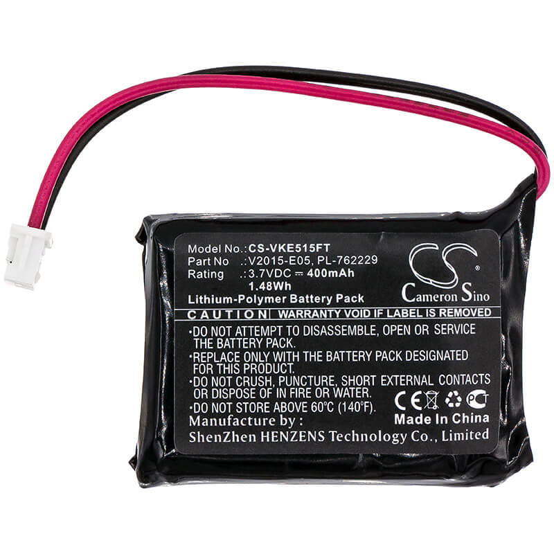 3.7V, 400mAh, Li-Polymer Battery fits Vikli, E05 V2015, V2015-e05, 1.48Wh
