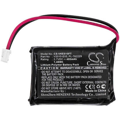 3.7V, 400mAh, Li-Polymer Battery fits Vikli, E05 V2015, V2015-e05, 1.48Wh