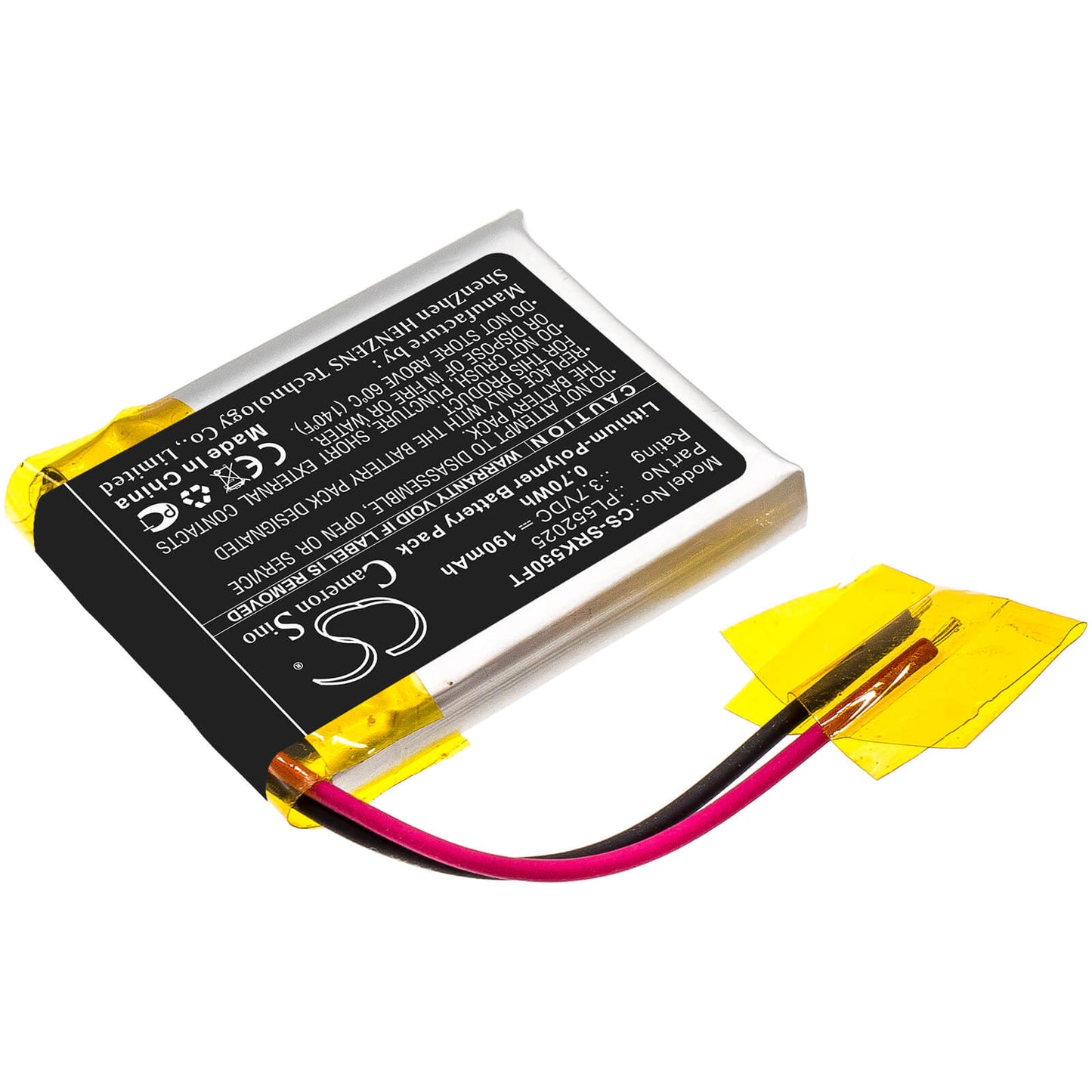 3.7V, 190mAh, Li-Polymer Battery fits Shark, 550r, 0.703Wh