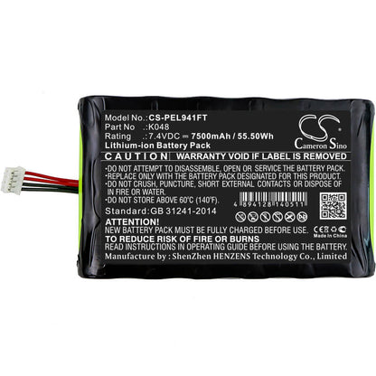 7.4V, 7500mAh, Li-ion Battery fits Pelican, 9410, 9410l, 55.5Wh
