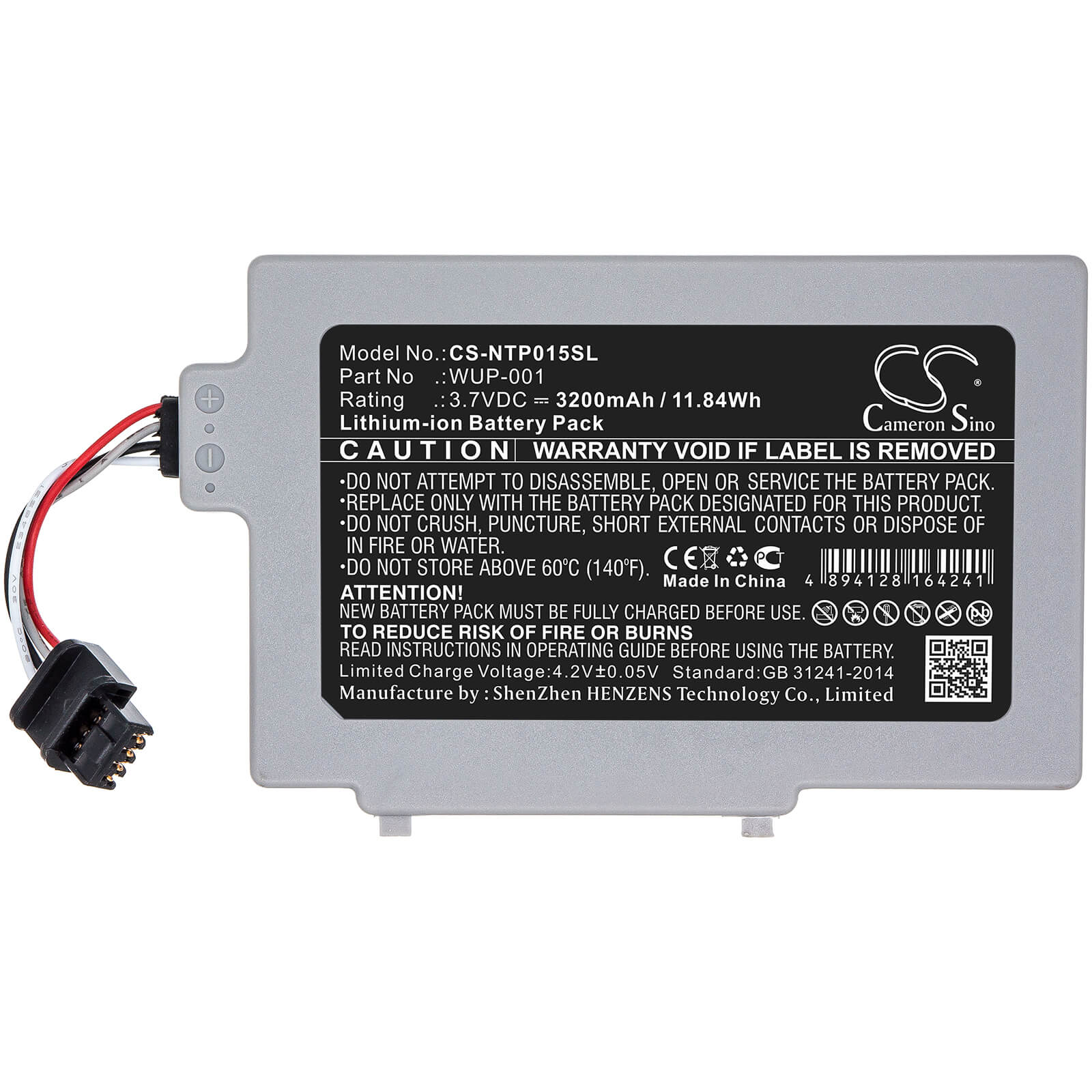 3.7V, 3200mAh, Li-ion Battery fits Nintendo, Wii U Gamepad Wup-001, 11.84Wh