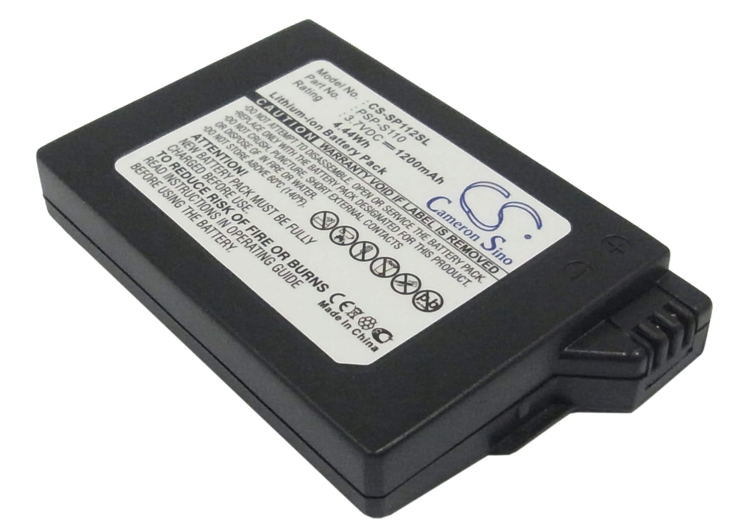 3.7V, 1200mAh, Li-ion Battery fits Sony, Lite, Psp 2th, 4.44Wh