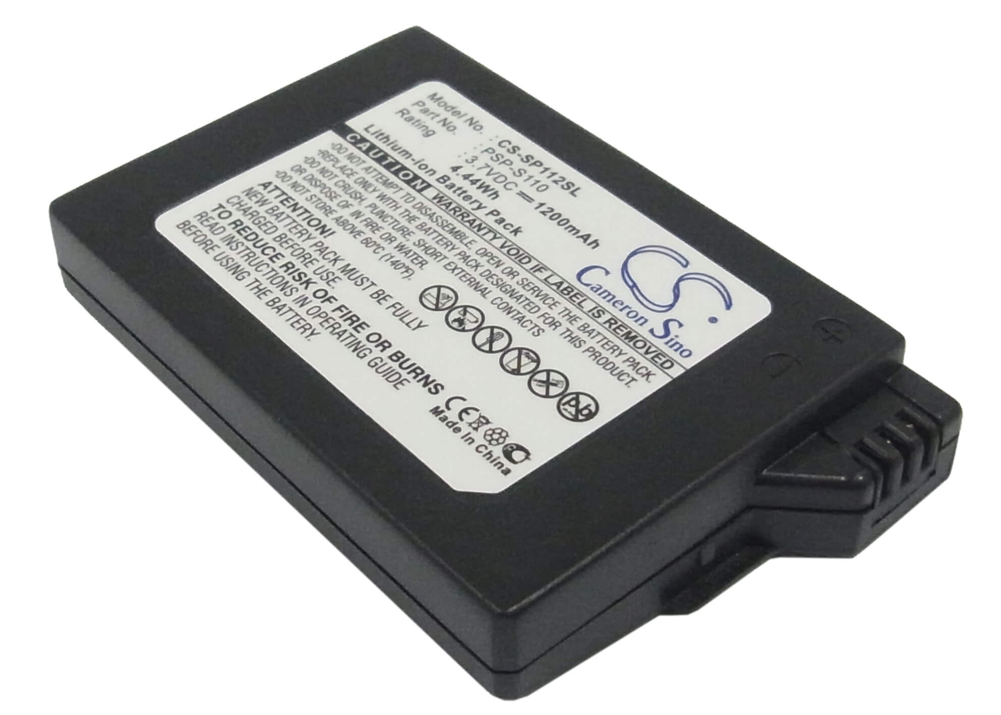 3.7V, 1200mAh, Li-ion Battery fits Sony, Lite, Psp 2th, 4.44Wh
