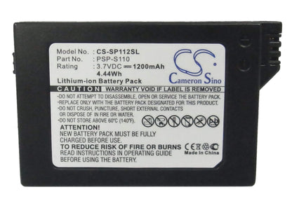 3.7V, 1200mAh, Li-ion Battery fits Sony, Lite, Psp 2th, 4.44Wh