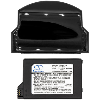 3.7V, 1800mAh, Li-Polymer Battery fits Sony, Lite, Psp 2th, 6.66Wh