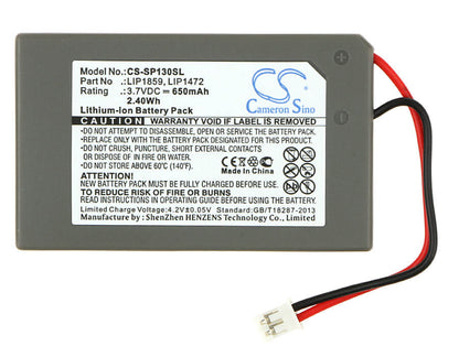 3.7V, 650mAh, Li-ion Battery fits Sony, Cechzc1e, Cechzc1h, 2.405Wh