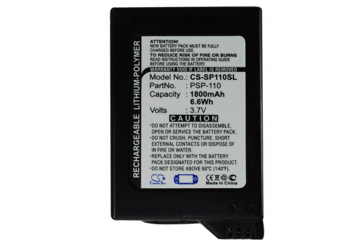 3.7V, 1800mAh, Li-ion Battery fits Sony, Psp-1000, Psp-1000g1, 6.66Wh