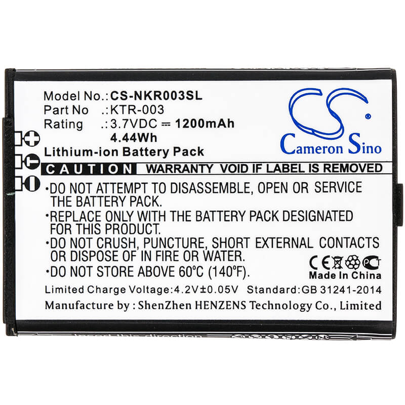 3.7V, 1200mAh, Li-ion Battery fits Nintendo, Mwh710a01, New 3ds, 4.44Wh
