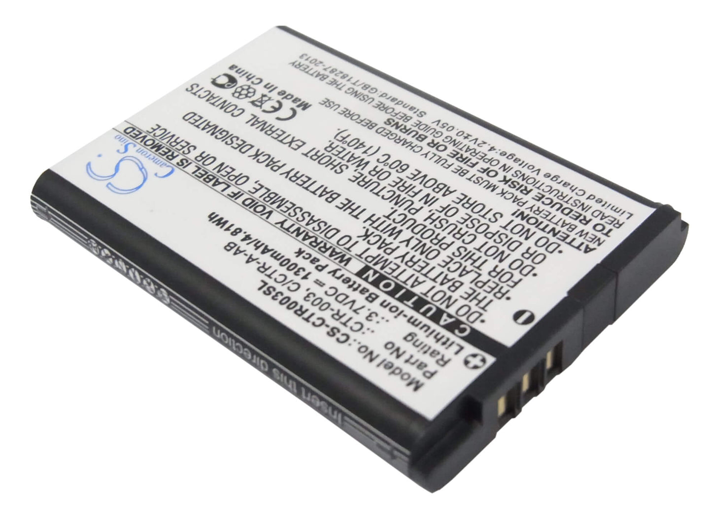3.7V, 1300mAh, Li-ion Battery fits Nintendo, 2ds Xl, 3ds, 4.81Wh