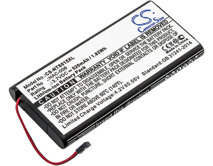 3.7V, 520mAh, Li-ion Battery fits Nintendo, Hac-015, Hac-016, 1.924Wh