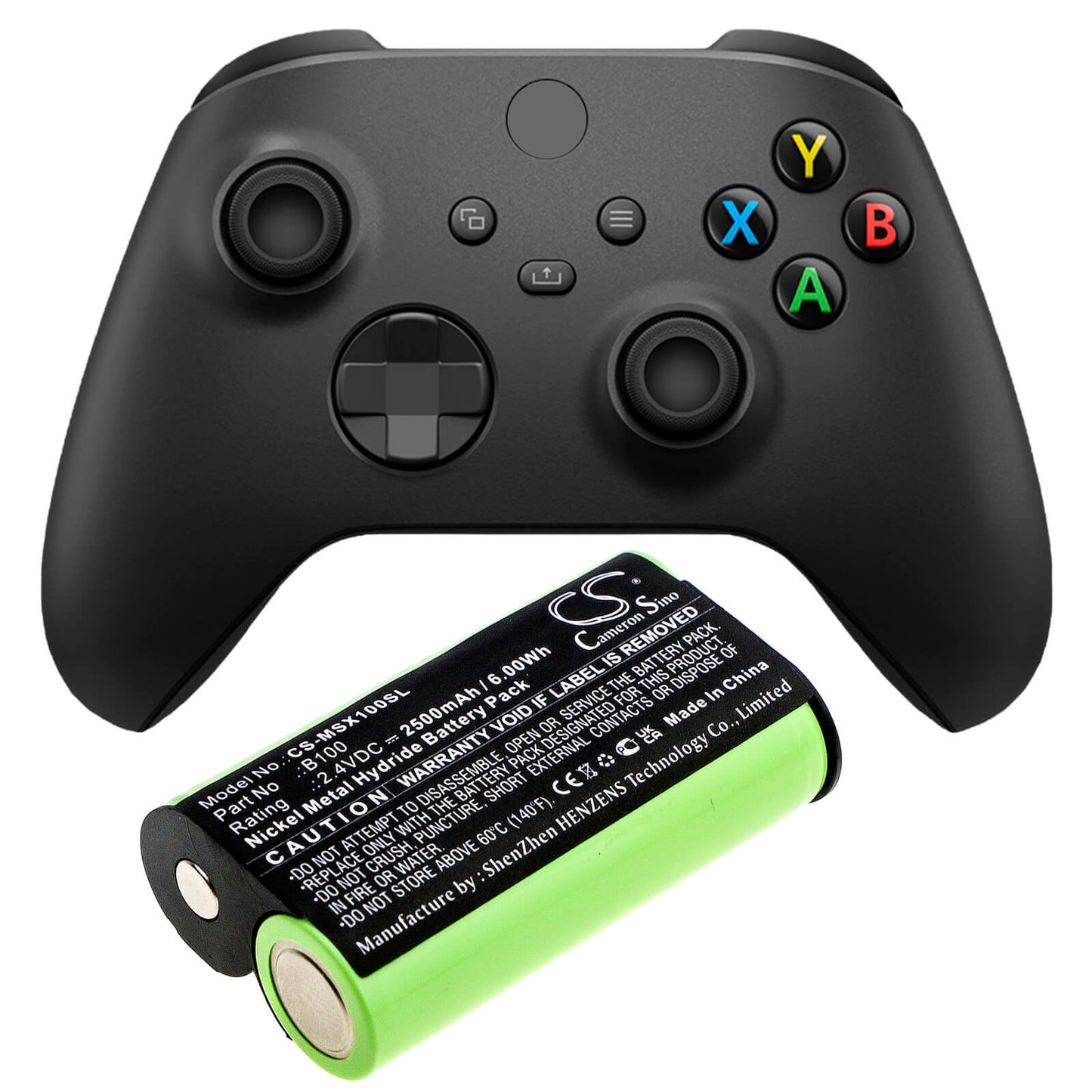 2.4V, 2500mAh, Ni-MH Battery fits Microsoft, Xbox One Elite Wireless Contro, Xbox One S Wireless Controller, 6Wh