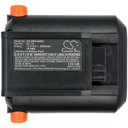 18.0V, 2500mAh, Li-ion Battery fits Gardena, 881, 8866, 45Wh