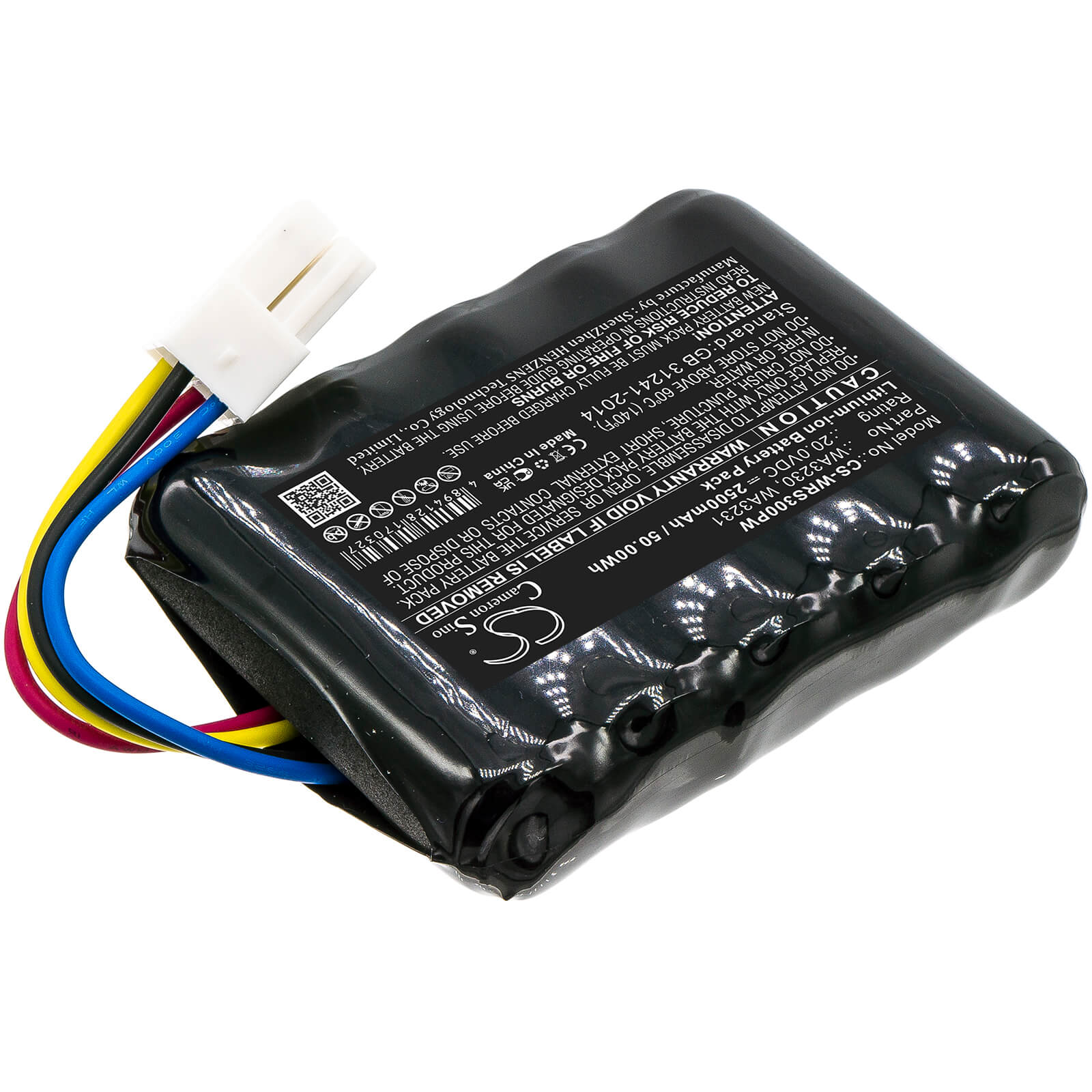 20.0V, 2500mAh, Li-ion Battery fits Worx, Landroid S 390m2, Landroid S Basic, 50Wh