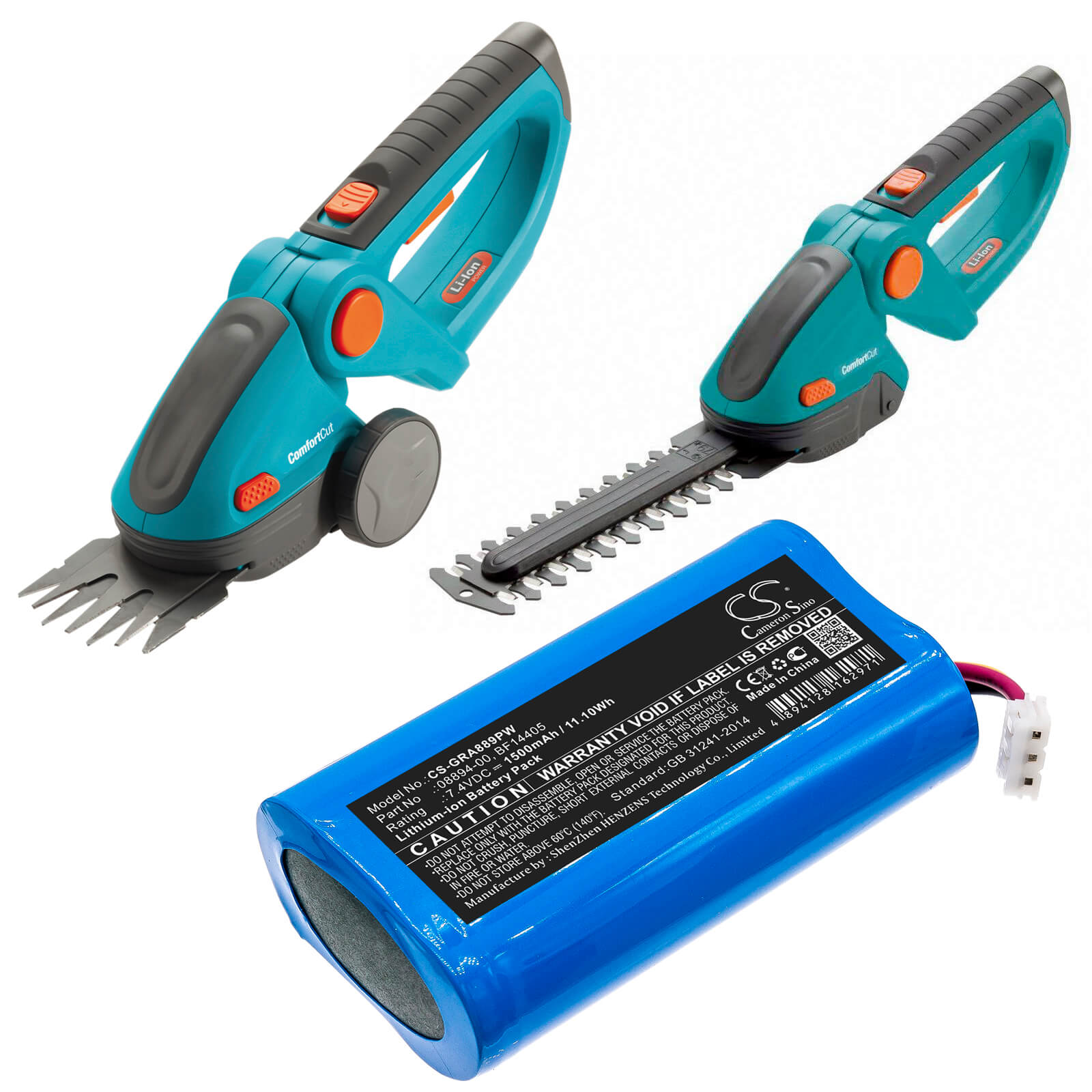 7.4V, 1500mAh, Li-ion Battery fits Gardena, Comfortcut 8893, Comfortcut 8895, 11.1Wh