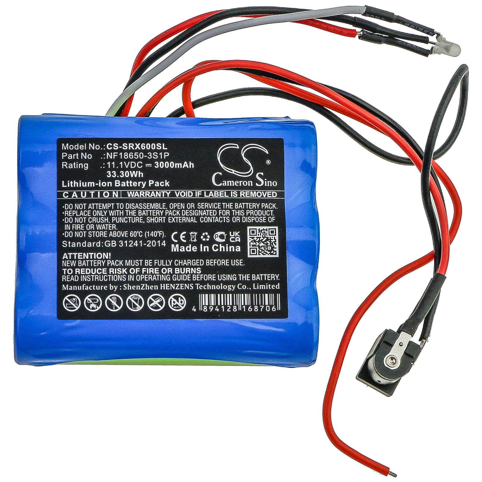 11.1V, 3000mAh, Li-ion Battery fits Sherpa, Sx-lis06b, 33.3Wh