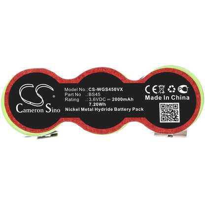 3.6V, 2000mAh, Ni-MH Battery fits Wolf Garten, Grass Shears Accu 45 Serie B-d, Rasenschere, 7.2Wh
