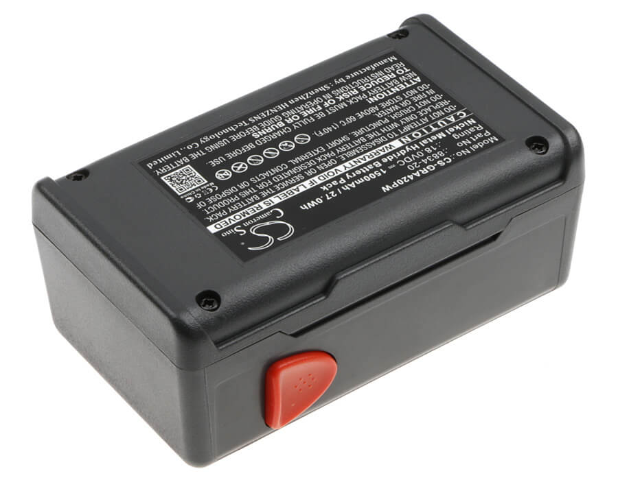 18.0V, 1500mAh, Ni-MH Battery fits Gardena, 648844, Easycut 42, 27Wh