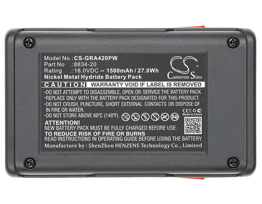 18.0V, 1500mAh, Ni-MH Battery fits Gardena, 648844, Easycut 42, 27Wh