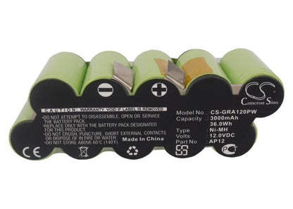12.0V, 3000mAh, Ni-MH Battery fits Gardena, 2110, 2150, 36Wh