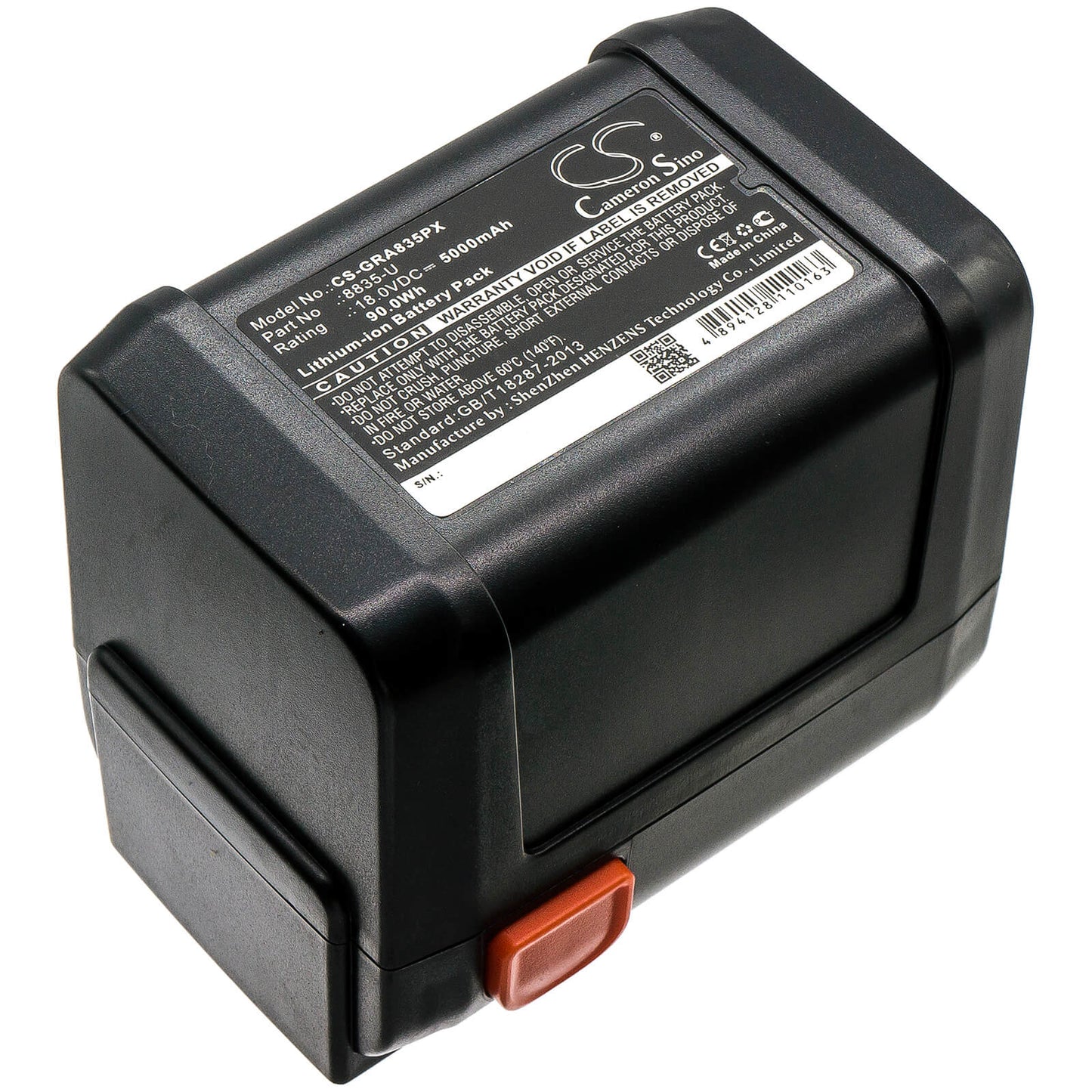 18.0V, 5000mAh, Li-ion Battery fits Gardena, 48-li, 8840, 90Wh
