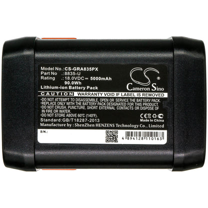 18.0V, 5000mAh, Li-ion Battery fits Gardena, 48-li, 8840, 90Wh