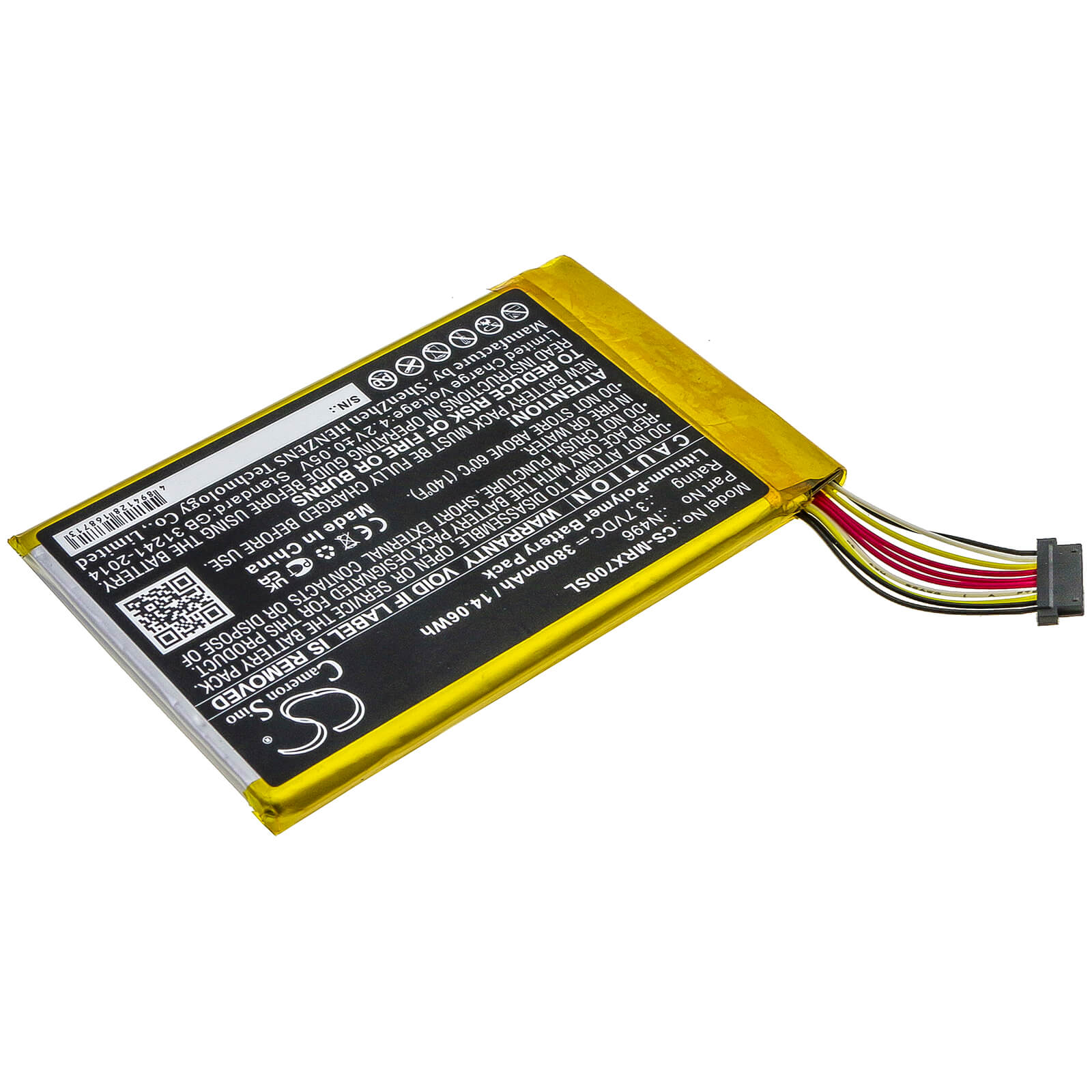 3.7V, 3800mAh, Li-Polymer Battery fits Magellan, Trx7, 14.06Wh
