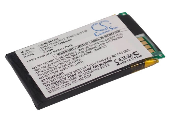 3.7V, 1400mAh, Li-ion Battery fits Mitac, Mio H610, 5.18Wh