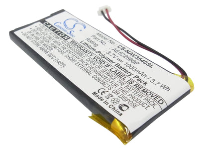 3.7V, 1000mAh, Li-Polymer Battery fits Navigon, Skyway Navi-3540, Skyway Navi-3540 Easy, 3.7Wh