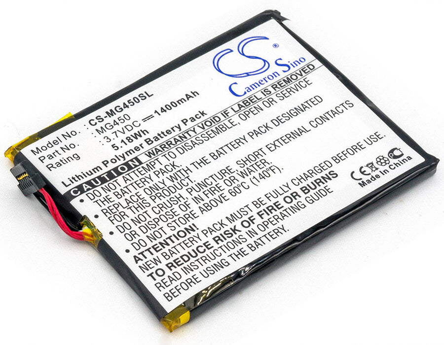 3.7V, 1400mAh, Li-Polymer Battery fits Airboard, 4000, 5.18Wh