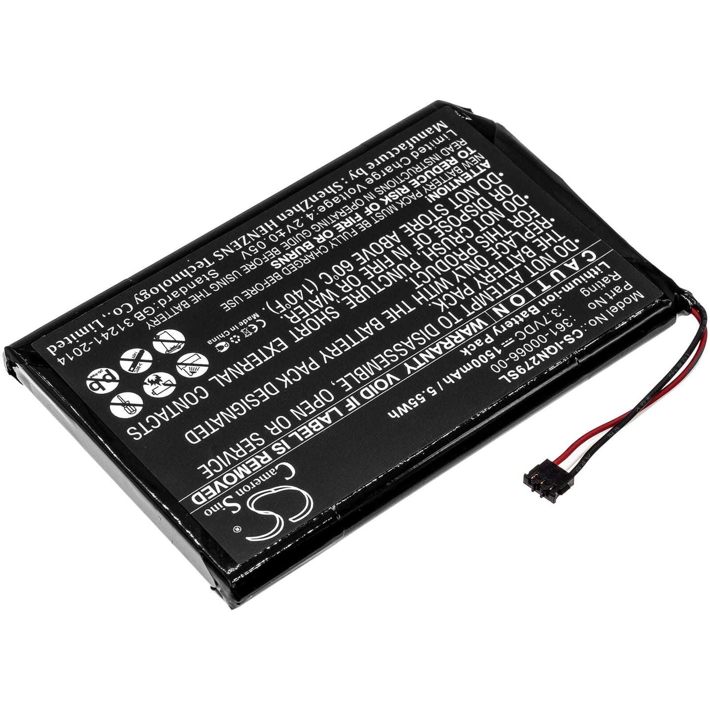 3.7V, 1500mAh, Li-ion Battery fits Garmin, 2689lmt 6-inch, Dezl 760lmt, 5.55Wh