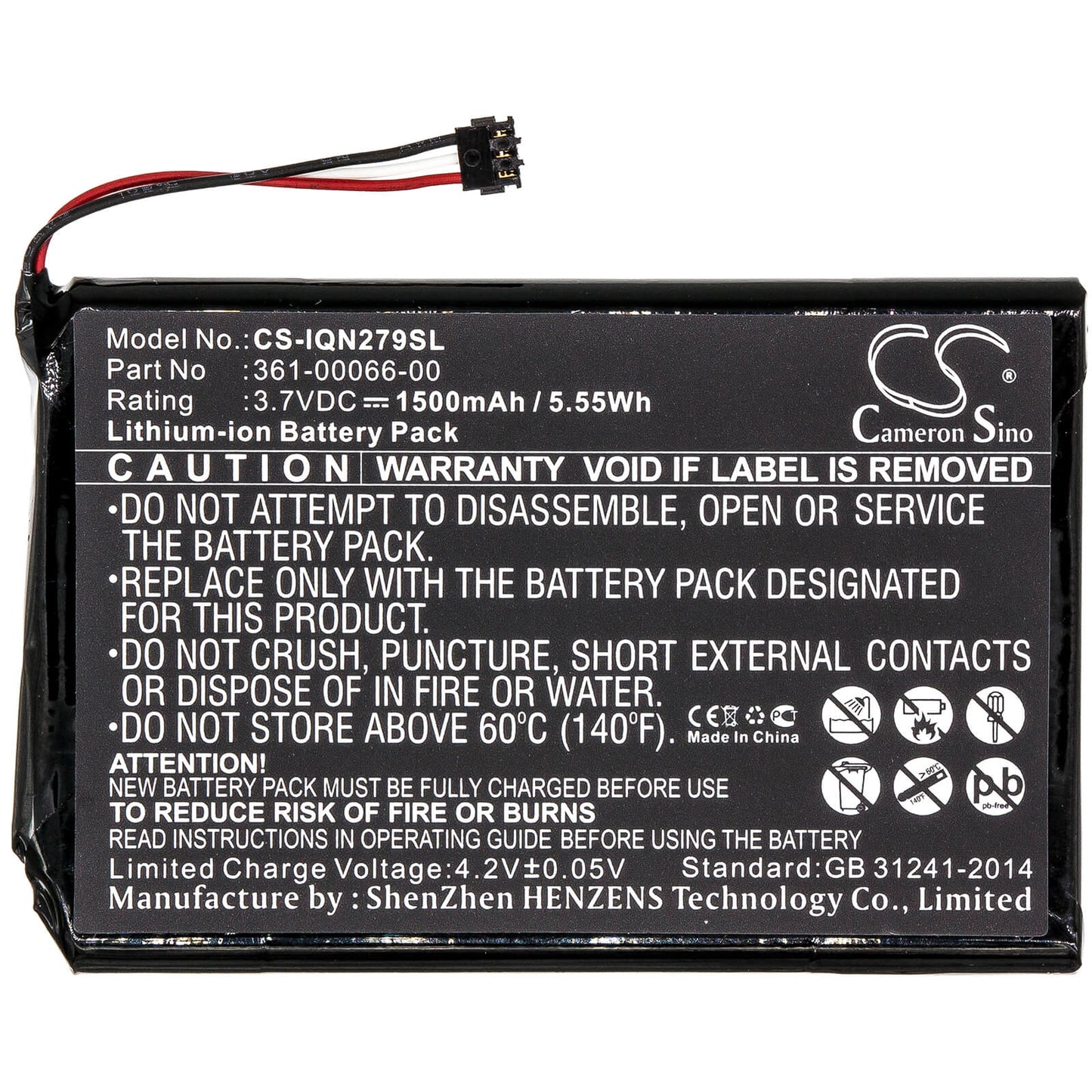 3.7V, 1500mAh, Li-ion Battery fits Garmin, 2689lmt 6-inch, Dezl 760lmt, 5.55Wh