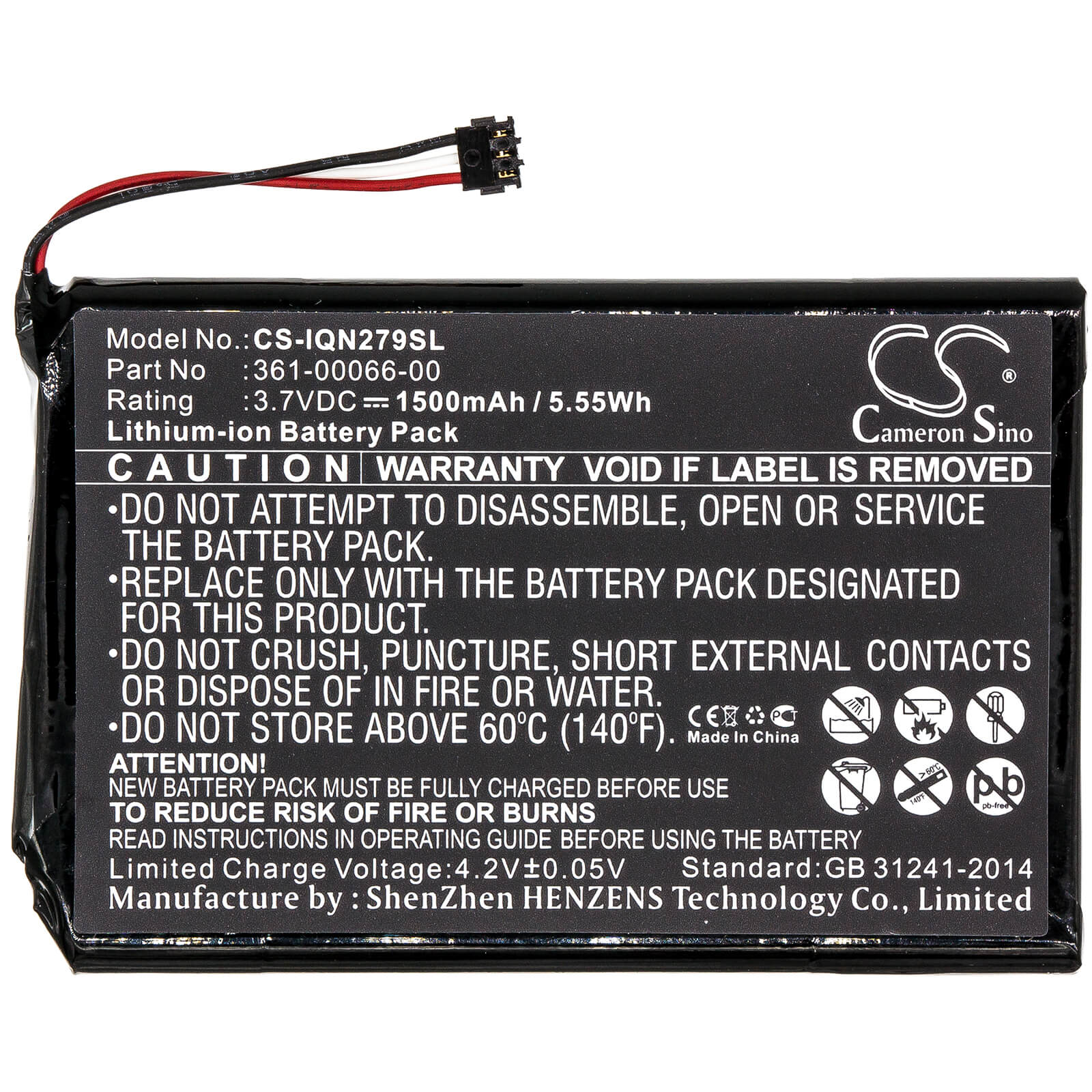 3.7V, 1500mAh, Li-ion Battery fits Garmin, 2689lmt 6-inch, Dezl 760lmt, 5.55Wh