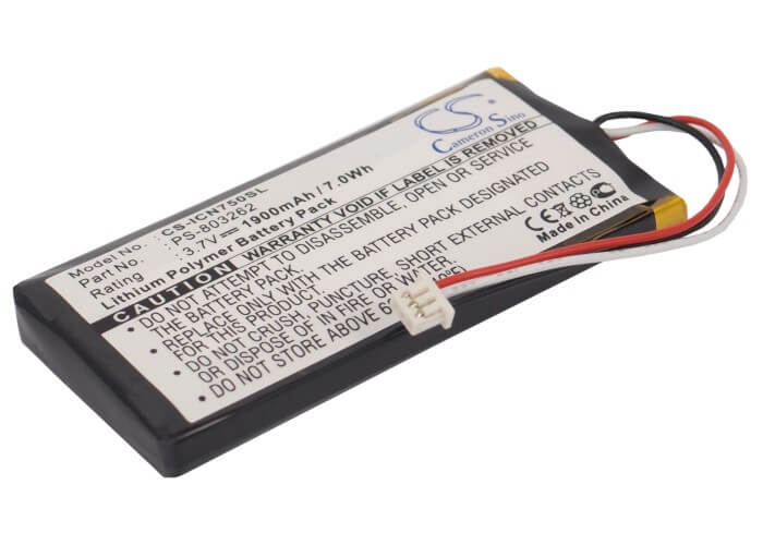 3.7V, 1900mAh, Li-Polymer Battery fits Navman, Icn720, Icn750, 7.03Wh