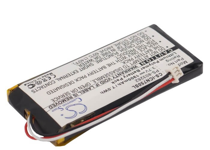 3.7V, 1900mAh, Li-Polymer Battery fits Navman, Icn720, Icn750, 7.03Wh