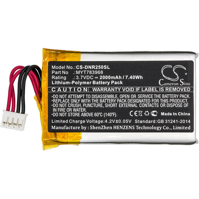 3.7V, 2000mAh, Li-Polymer Battery fits Delorme, Ag-008727-201, Incrh20, 7.4Wh