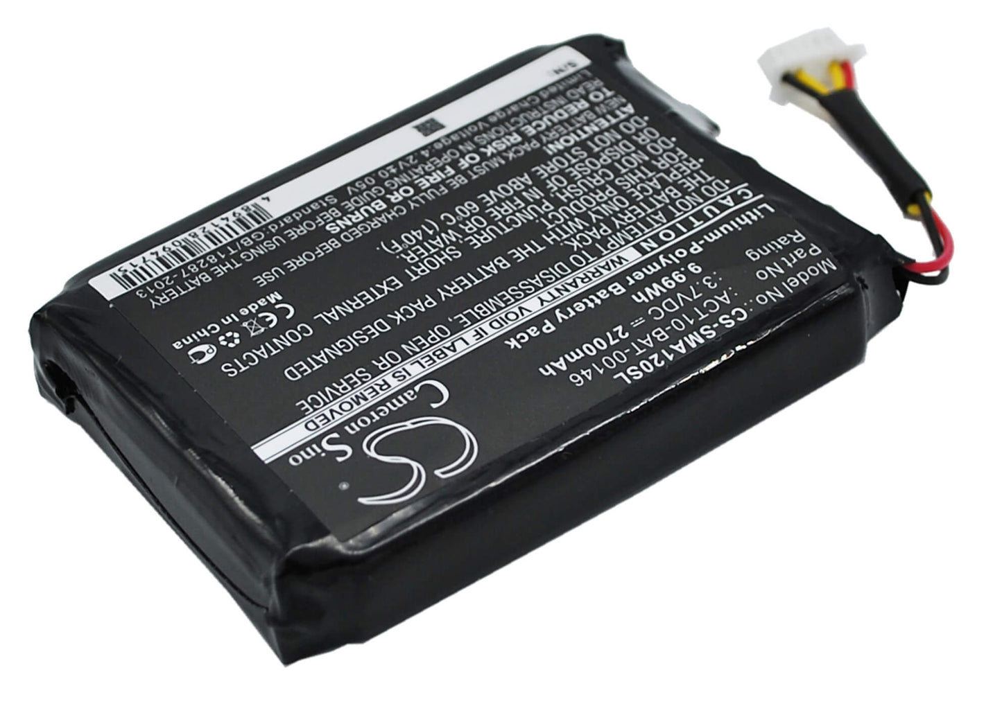 3.7V, 2700mAh, Li-Polymer Battery fits Satmap, Active 10, Active 12, 9.99Wh