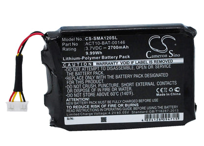 3.7V, 2700mAh, Li-Polymer Battery fits Satmap, Active 10, Active 12, 9.99Wh
