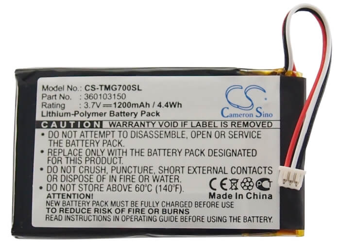 3.7V, 1200mAh, Li-Polymer Battery fits Tomtom, Go 7000, Go 7000 Hd, 4.44Wh