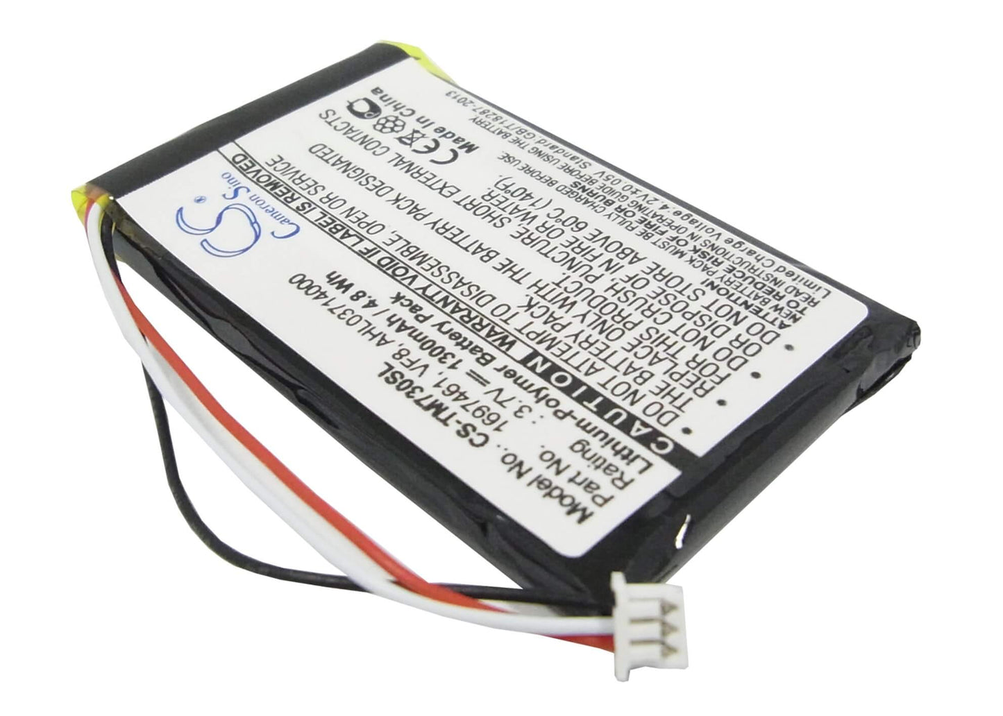 3.7V, 1300mAh, Li-Polymer Battery fits Tomtom, Go 530 Live, Go 630, 4.81Wh