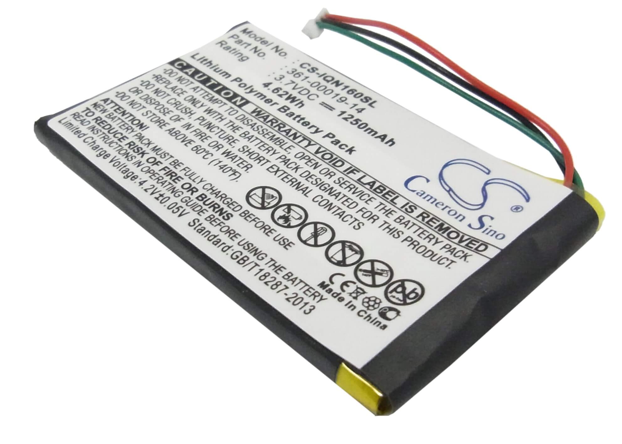 3.7V, 1250mAh, Li-Polymer Battery fits Garmin, Nuvi 1690, Nuvi 1690t, 4.625Wh