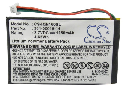 3.7V, 1250mAh, Li-Polymer Battery fits Garmin, Nuvi 1690, Nuvi 1690t, 4.625Wh