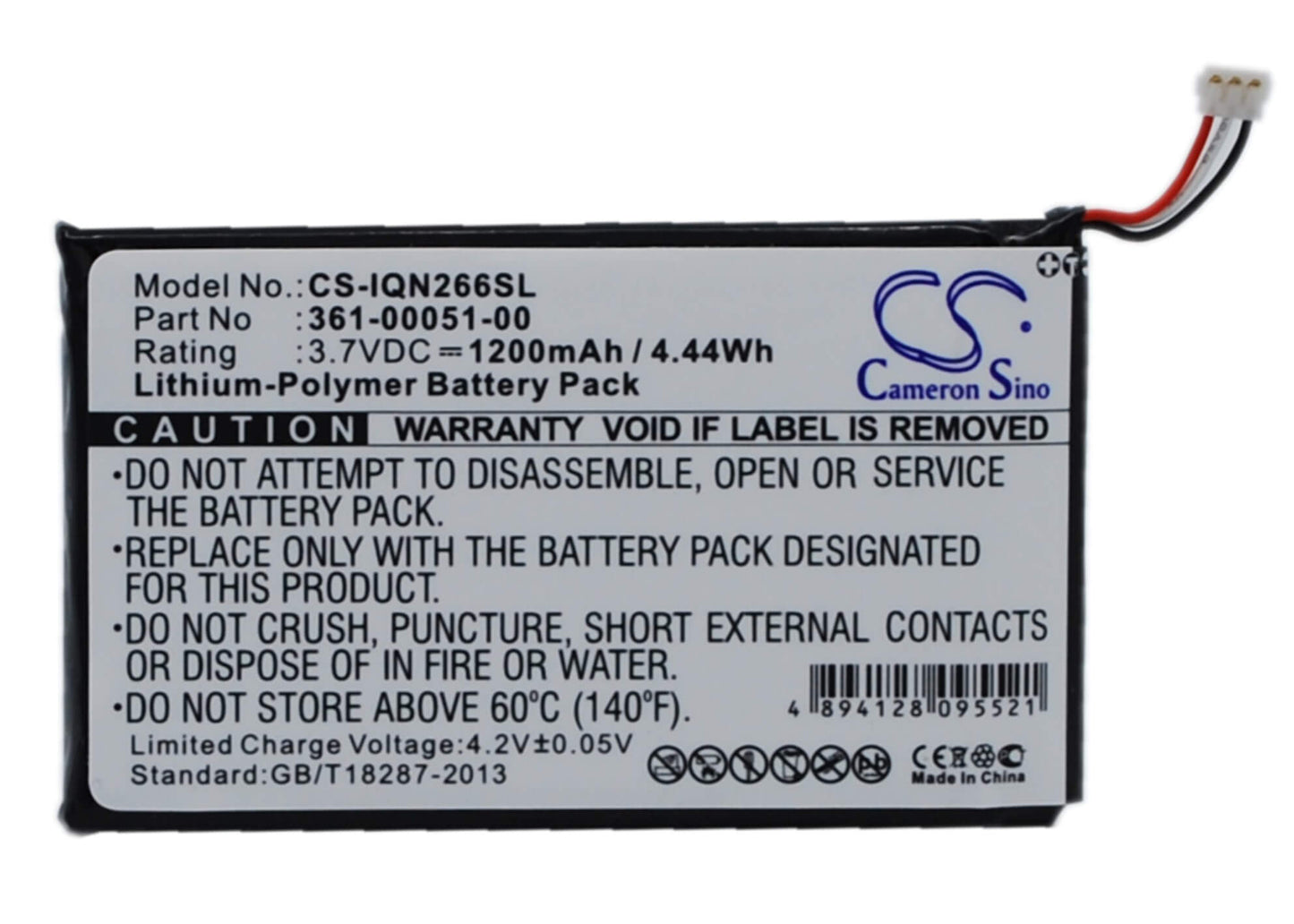 3.7V, 1200mAh, Li-Polymer Battery fits Garmin, Nuvi 2460lmt, Nuvi 2595lm, 4.44Wh