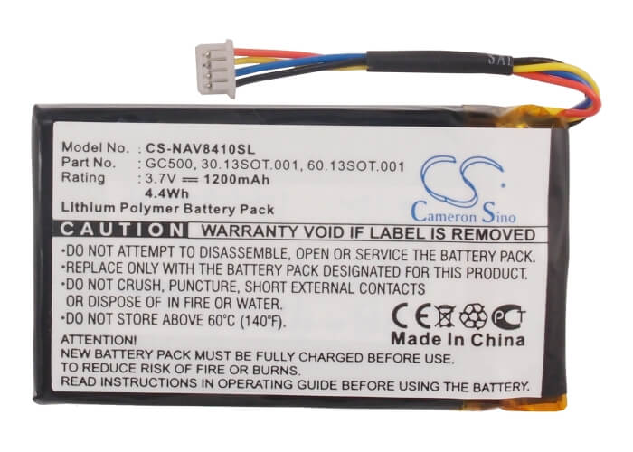3.7V, 1200mAh, Li-Polymer Battery fits Navigon, 8410, 4.44Wh
