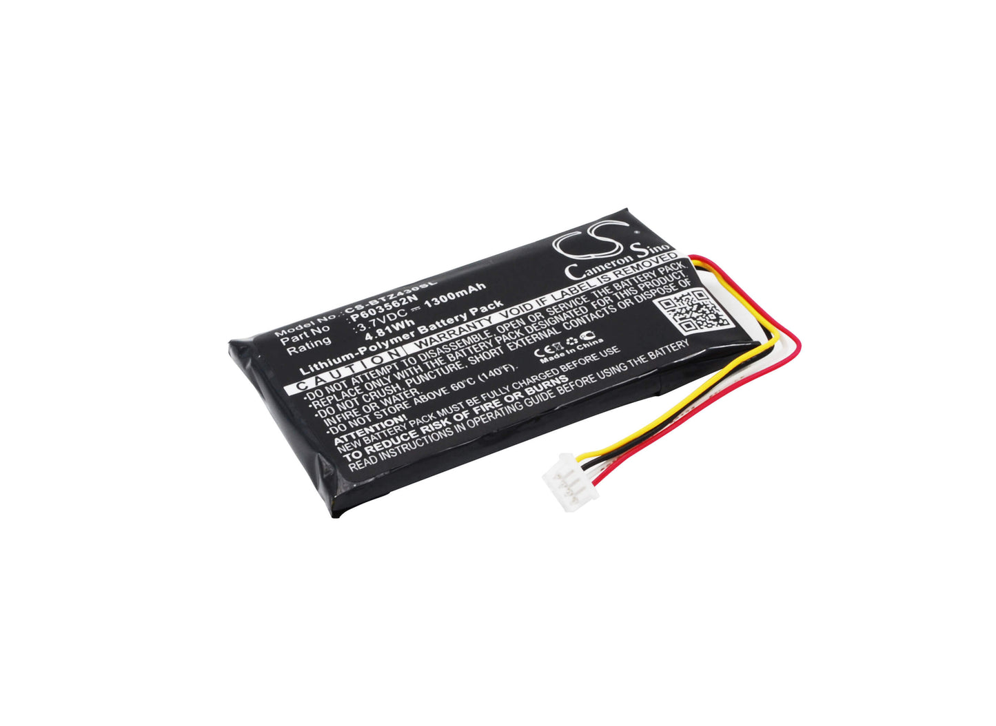 3.7V, 1300mAh, Li-Polymer Battery fits Binatone, Z430bt, 4.81Wh