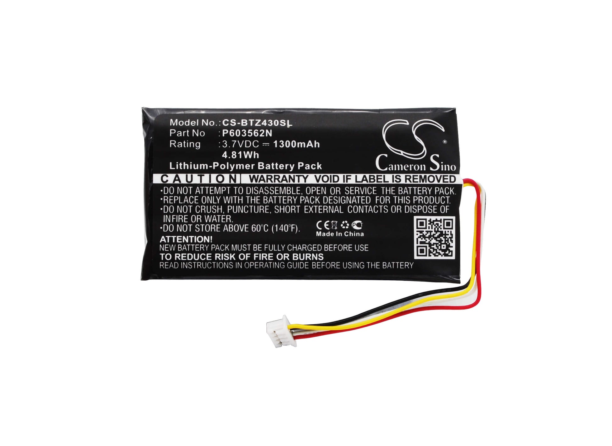3.7V, 1300mAh, Li-Polymer Battery fits Binatone, Z430bt, 4.81Wh