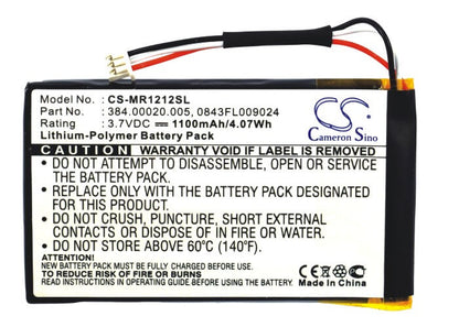 3.7V, 1100mAh, Li-Polymer Battery fits Magellan, Roadmate 1212, Roadmate 1217, 4.07Wh