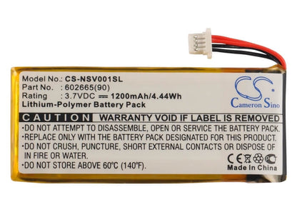 3.7V, 1200mAh, Li-Polymer Battery fits Insignia, Ns-nav01, 4.44Wh